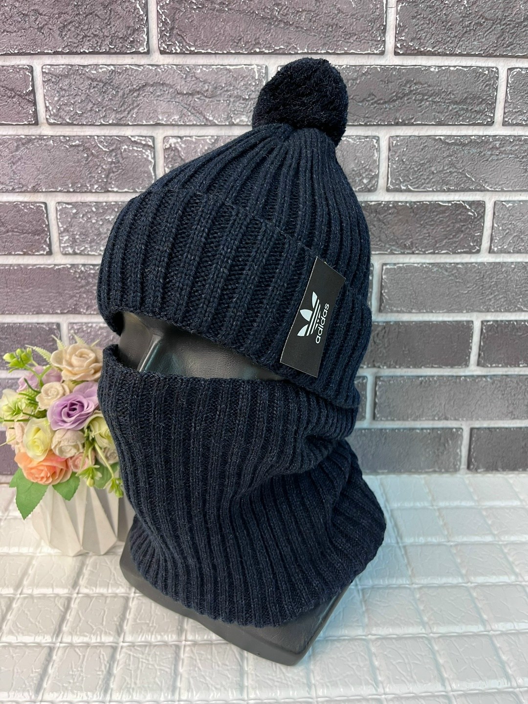 комплект шапка и снуд,зимняя шапка и снуд,комплект шапка и снуд зимний мужской,шапка и снуд,шапка со снудом зимняя вязаная бини на флисе