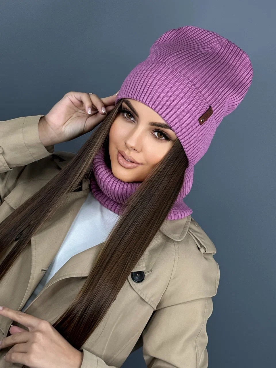 шапка и шарф для женщин,шапка и снуд вязаный комплект на осень и зиму,комплект шапка снуд,шапка снуд,комплект шапка и снуд женская