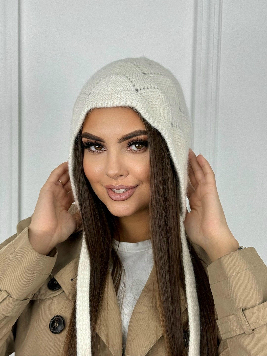 шапка ушанка из ангоры,ушанка вязаная,шапка ушанка женская,шапка зимняя женская,капор капюшон ангора