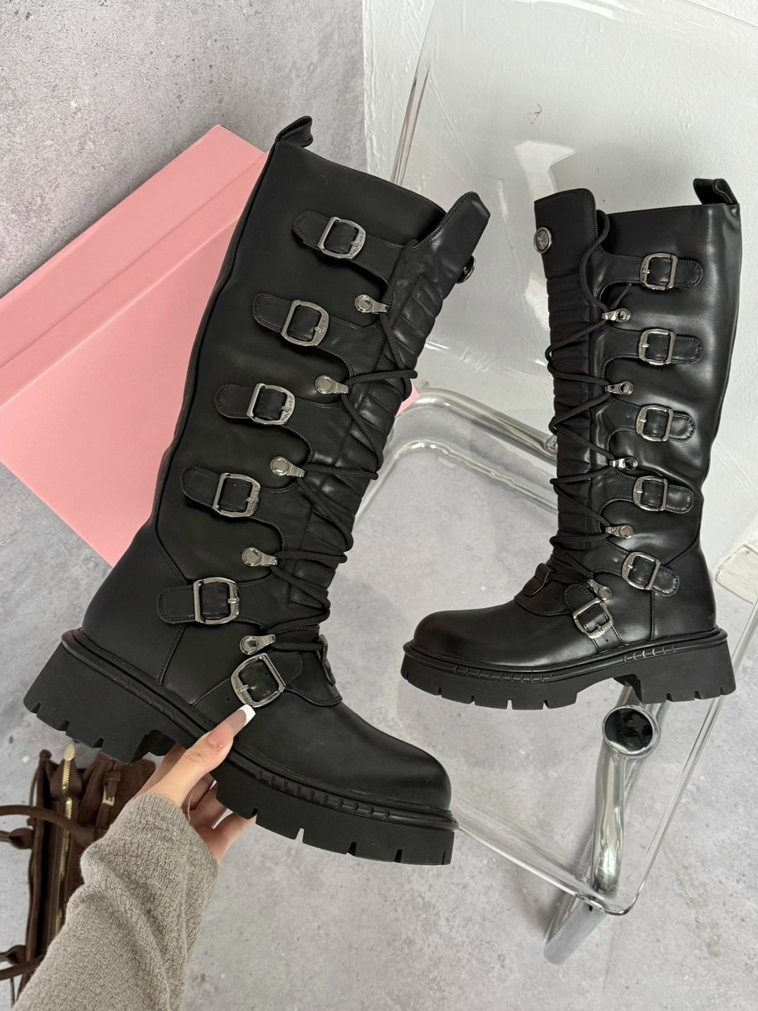 ,сапоги модные,массивные готические ботинки, женская,женские сапоги