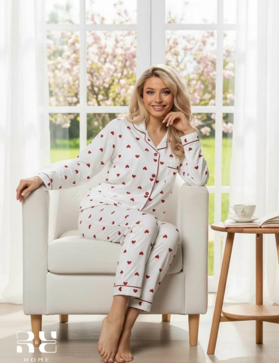 пижама женская,пижама со штанами и рубашкой с сердечками,пижама женская с рубашкой,пижама с сердечками со штанами,комплект пижама