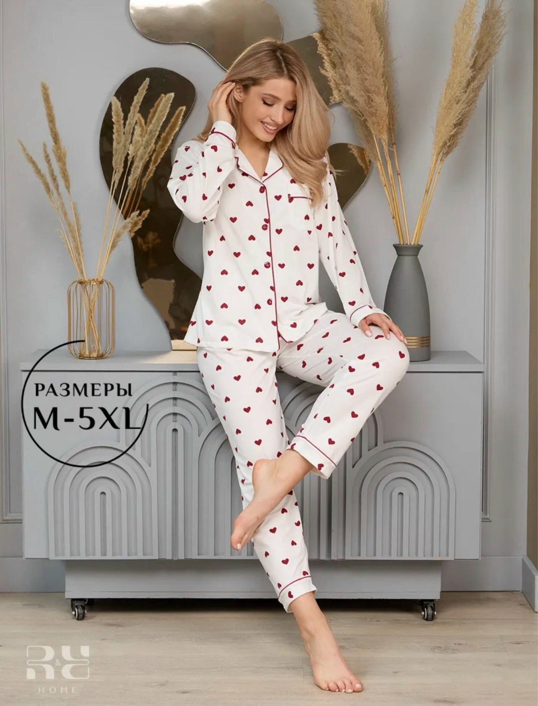 пижама женская,пижама со штанами и рубашкой с сердечками,пижама женская с рубашкой,пижама с сердечками со штанами,комплект пижама