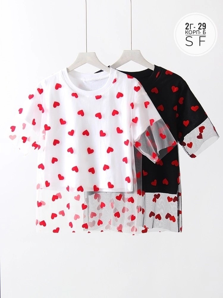 короткие футболки,женская футболка,летние женские футболки,футболка с сердечками