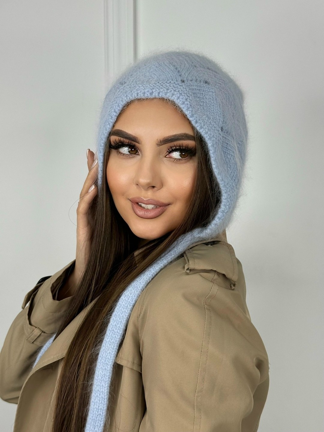 шапка ушанка из ангоры,ушанка вязаная,шапка ушанка женская,шапка зимняя женская,капор капюшон ангора