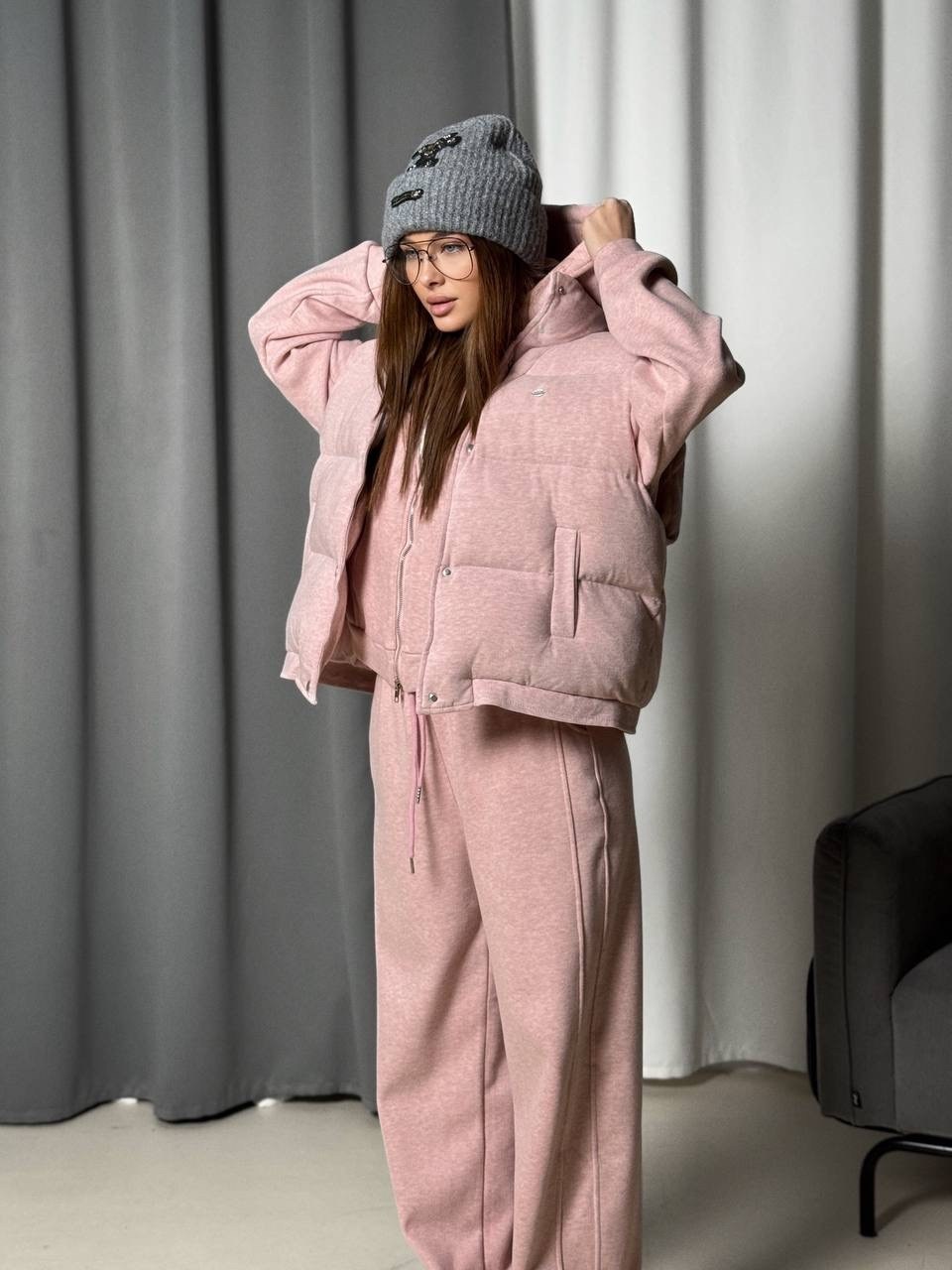 костюм тройка женский,стильные костюмы,теплый костюм,костюм розовый,теплый костюм на флисе