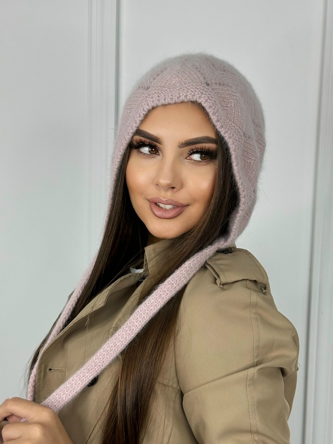 шапка ушанка из ангоры,ушанка вязаная,шапка ушанка женская,шапка зимняя женская,капор капюшон ангора