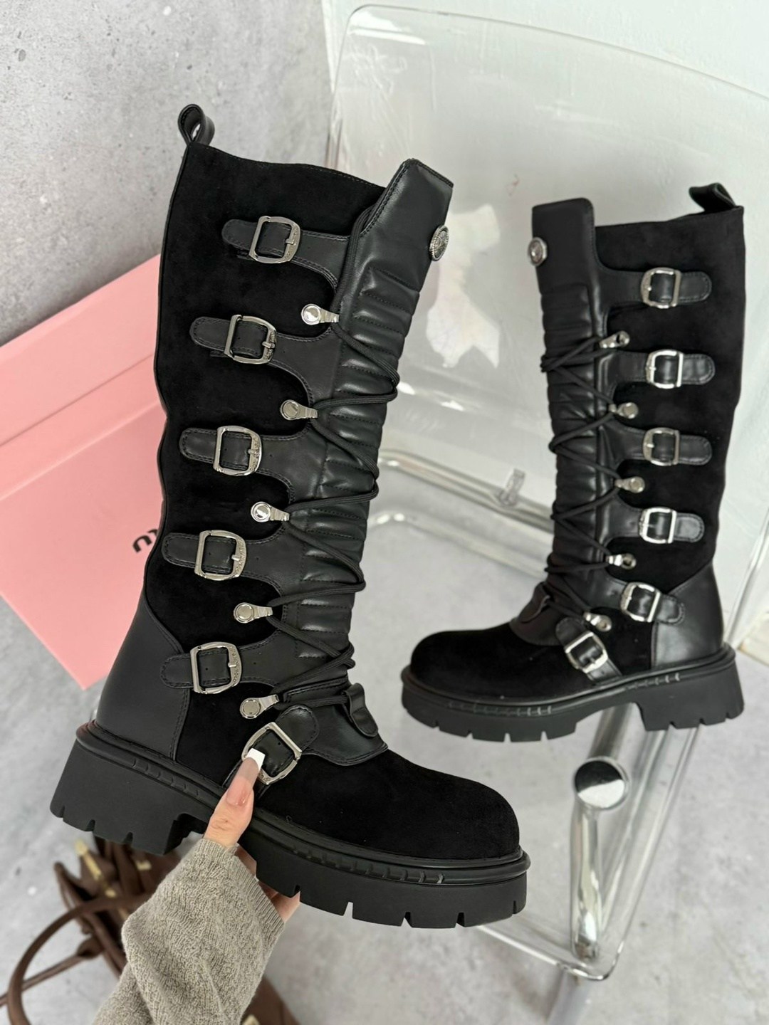 ,сапоги модные,массивные готические ботинки, женская,женские сапоги
