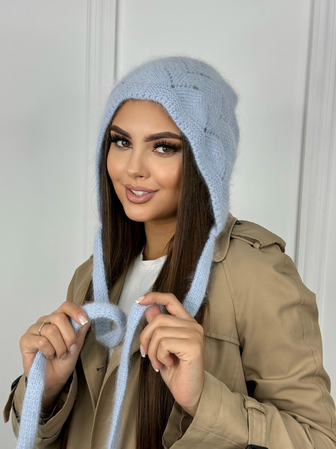 шапка ушанка из ангоры,ушанка вязаная,шапка ушанка женская,шапка зимняя женская,капор капюшон ангора