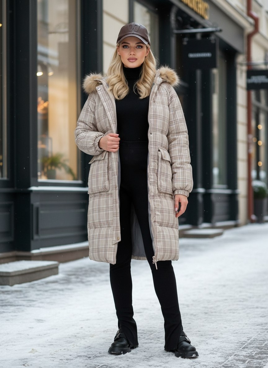 стильные пуховики,бежевый пуховик,пуховик зима,куртка зимняя женская,удлиненная куртка