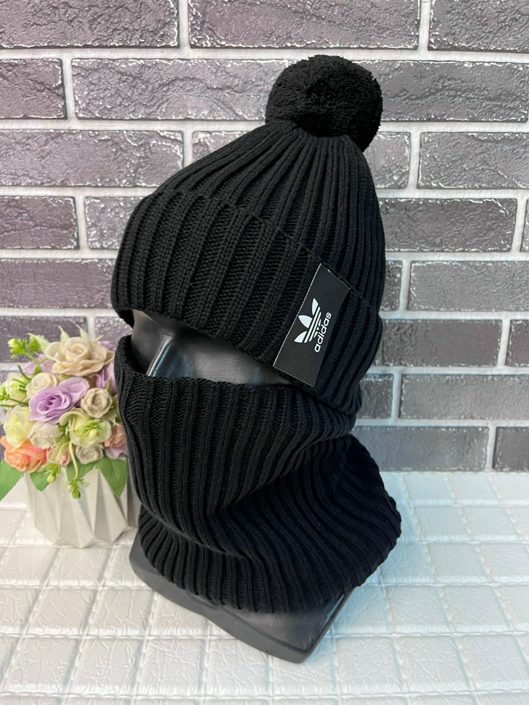 комплект шапка и снуд,зимняя шапка и снуд,комплект шапка и снуд зимний мужской,шапка и снуд,шапка со снудом зимняя вязаная бини на флисе