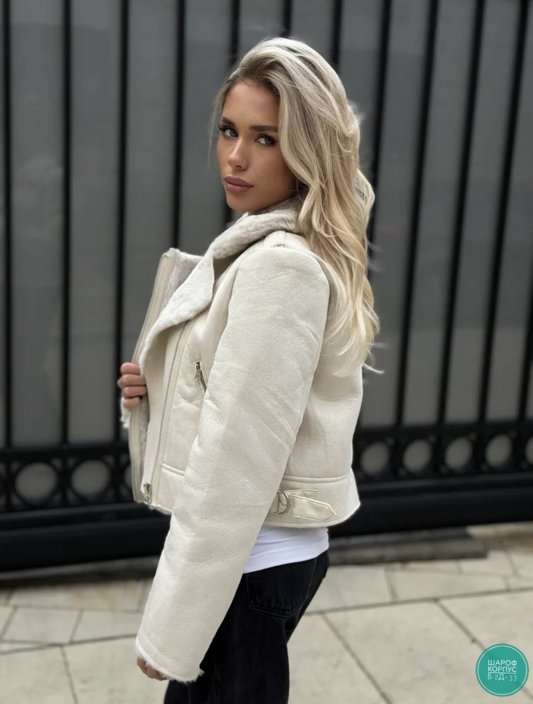 дубленка авиатор пилот короткая зимняя my wear,дубленка женская,дубленка короткая,белая дубленка,стильная дубленка