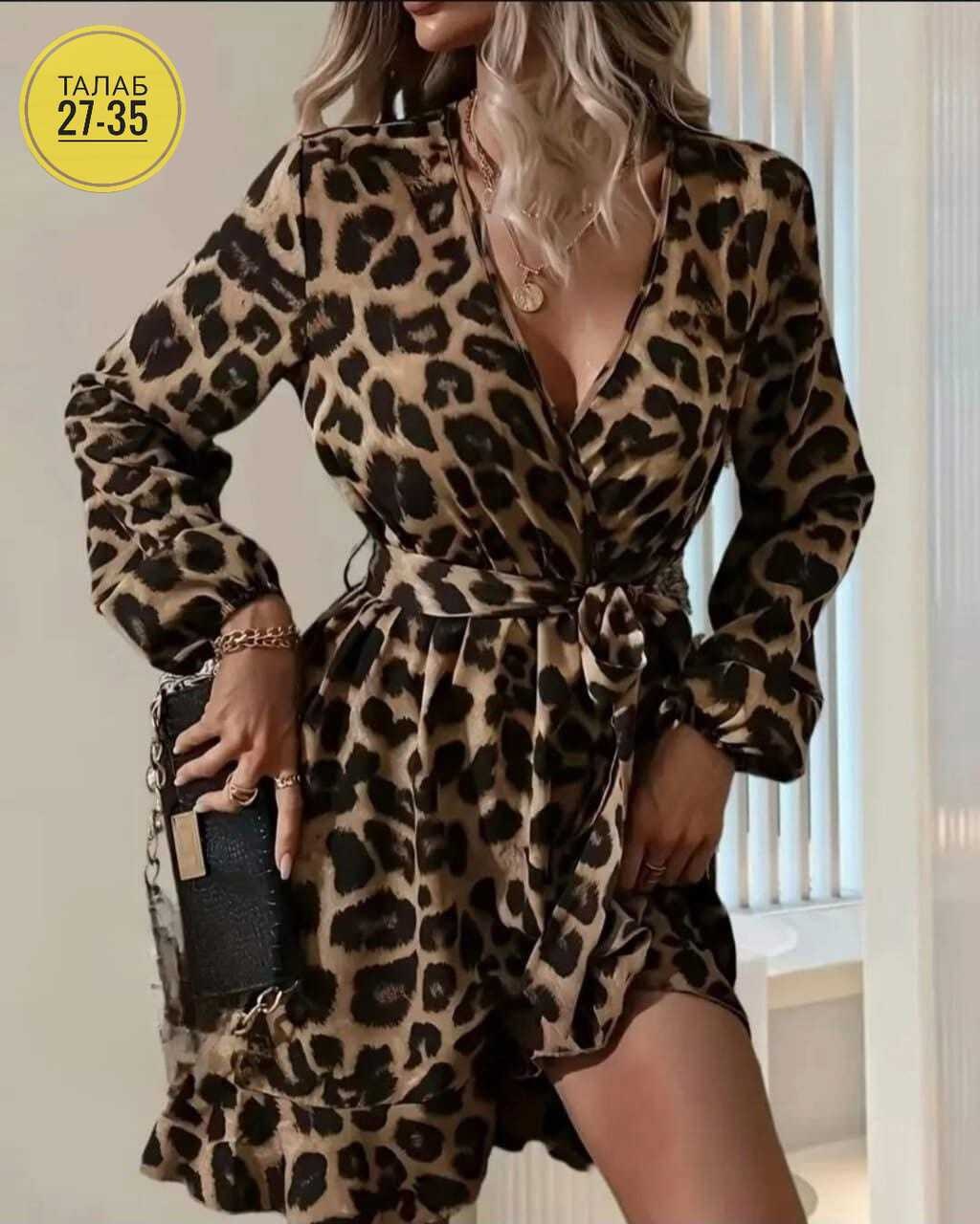 платье с леопардовым принтом,женское леопардовое платье,леопардовое платье,женское шифоновое платье с леопардовым принтом,женское платье миди с леопардовым принтом