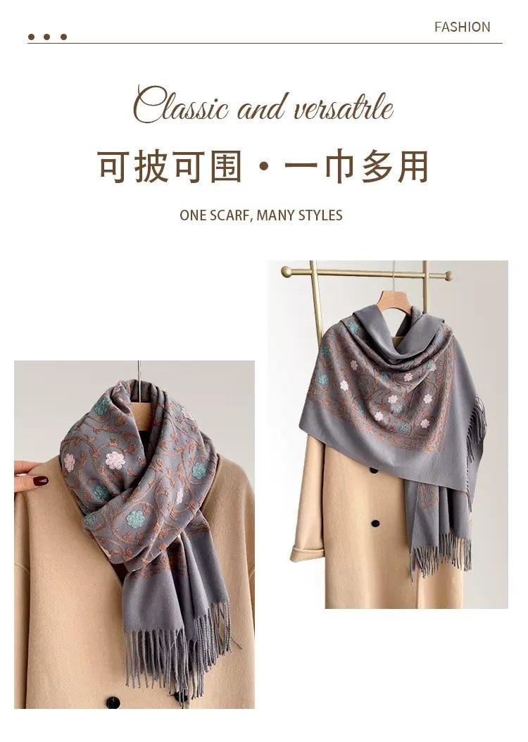 женские кашемировые шарфы,шарфы для женщин,женский шарф,теплые шарфы,шарф с цветами