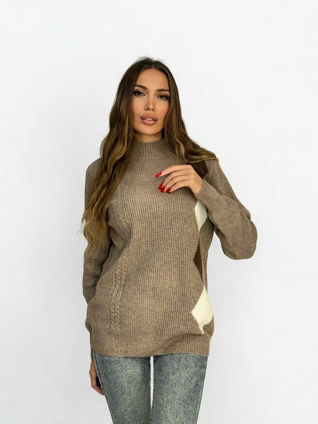 свитер пуловер,свитер с ромбами,свитер,свитер модный,вязаные свитера