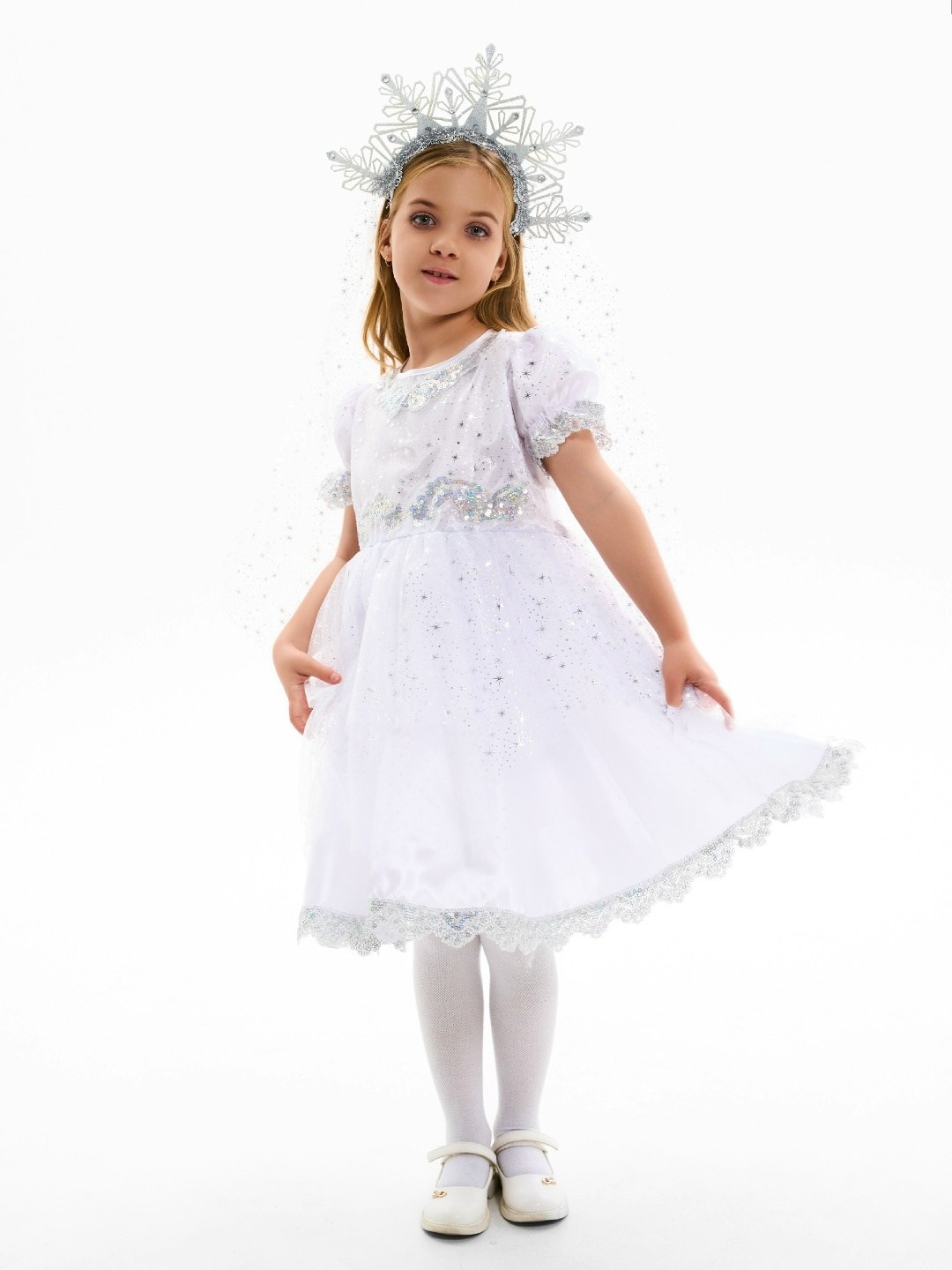 карнавальный костюм батик снежинка,карнавальный костюм снежинка,костюм снежинка для девочки,костюм снежинка,костюм карнавальный пуговка снежинка