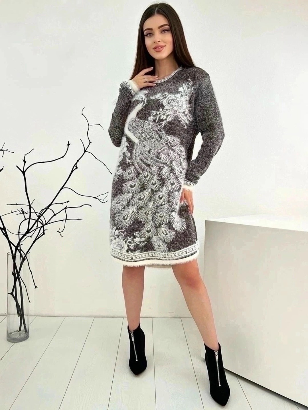 туника женская,теплое платье больших размеров,туника теплая,платье теплое ангора,платье женская теплое