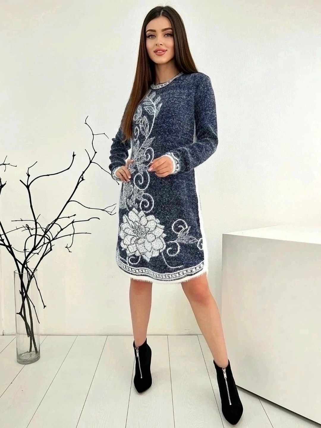 туника женская,теплое платье больших размеров,туника теплая,платье теплое ангора,платье женская теплое