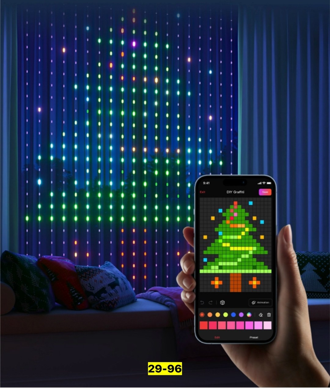 умная светодиодная,умная светодиодная гирлянда,светодиодная гирлянда,гирлянда занавеска,умная гирлянда