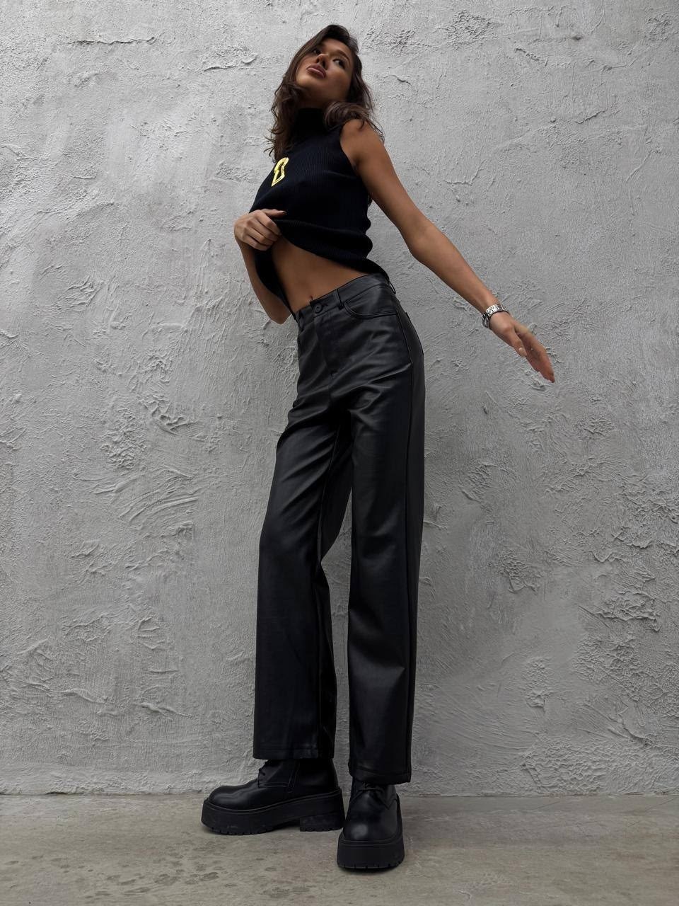 женские кожаные брюки,кожаные штаны,кожаные брюки,женские брюки из экокожи,модные брюки