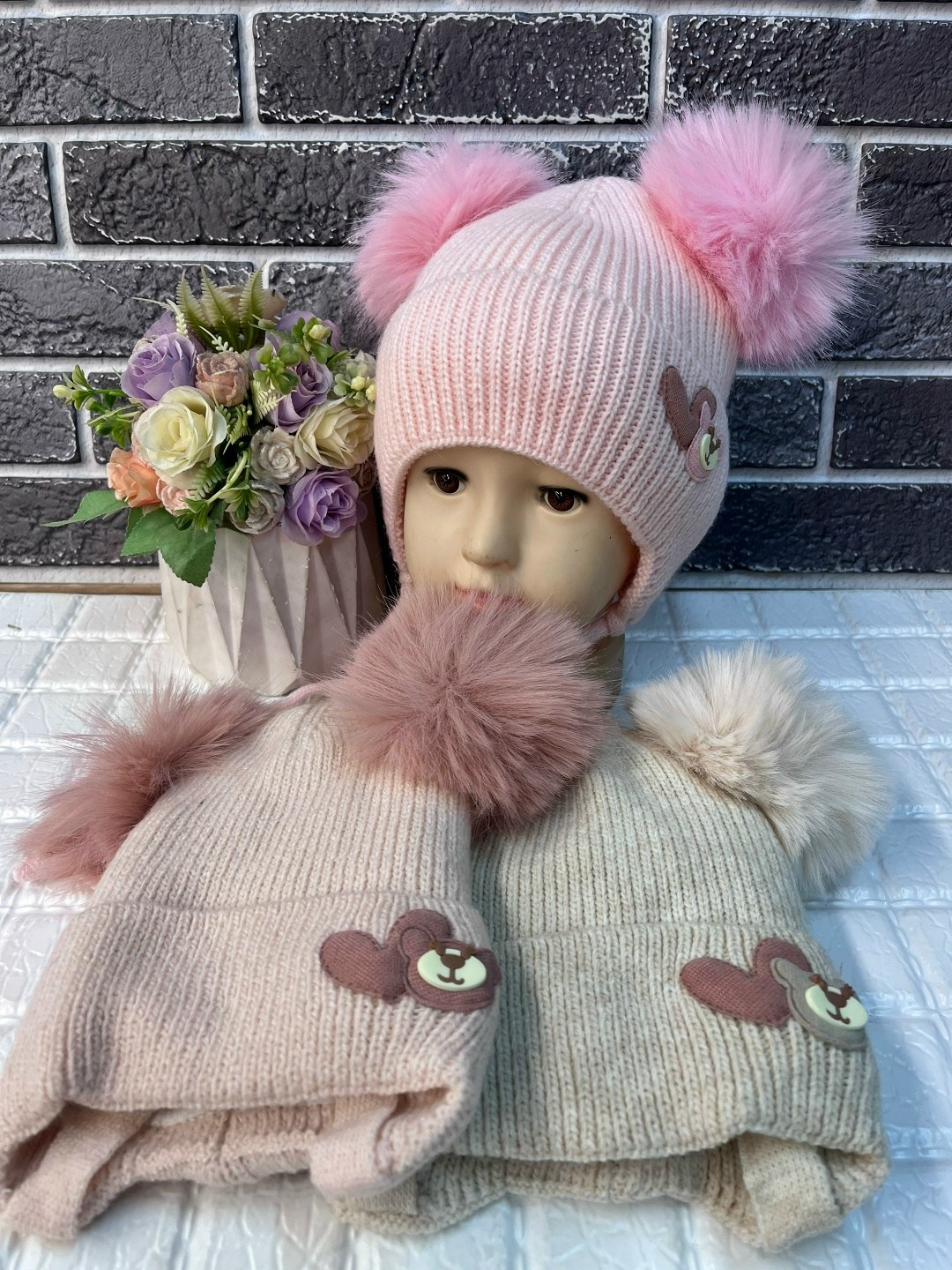 комплект детский шапка,комплект шапки,шапка и шарф для девочки,детская шапка,комплект шапка шарф