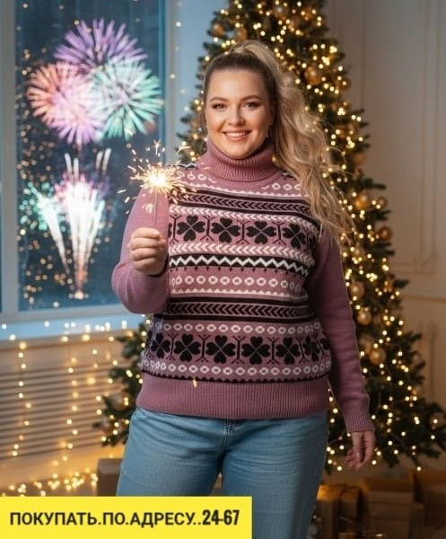 джемпер вязаный с новогодним принтом,свитера женские,джемпер женский новогодний,свитер,свитер джемпер