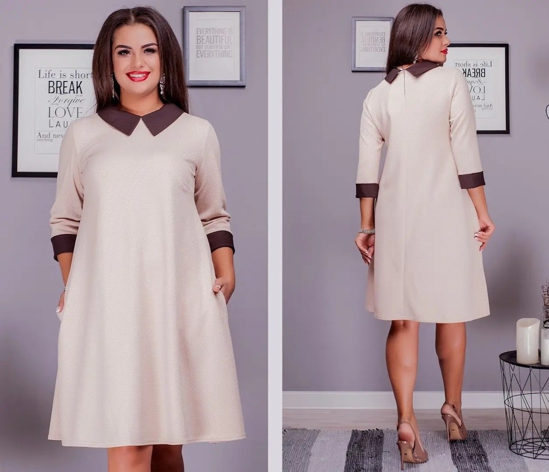 платье женская,платье для полных,модное платье,платье женское с воротником,стильное платье