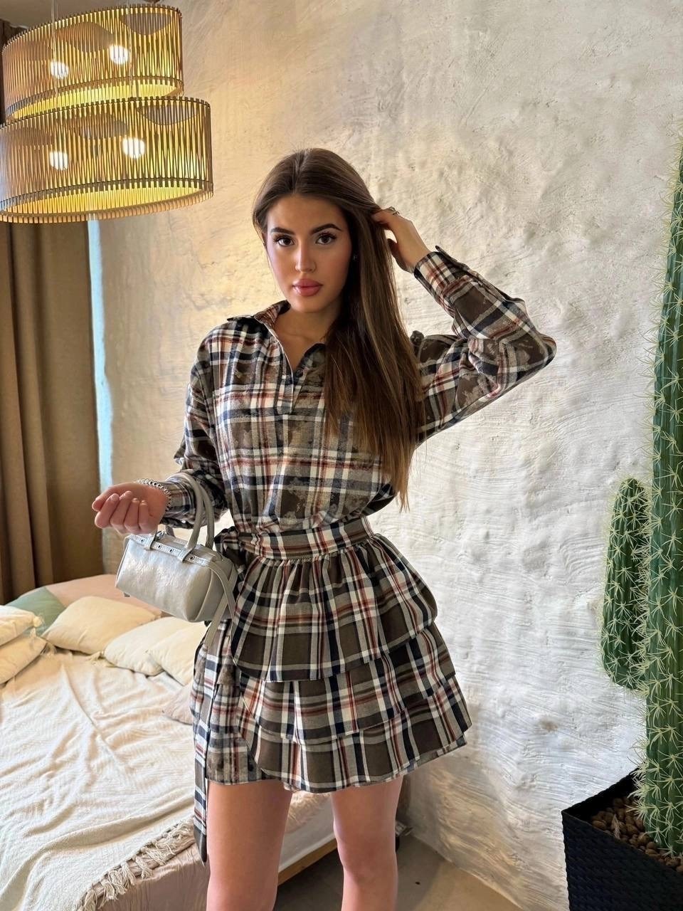 платье в клетку,женское платье в клетку,костюм в клетку,платье рубашка в клетку,юбка с рубашкой