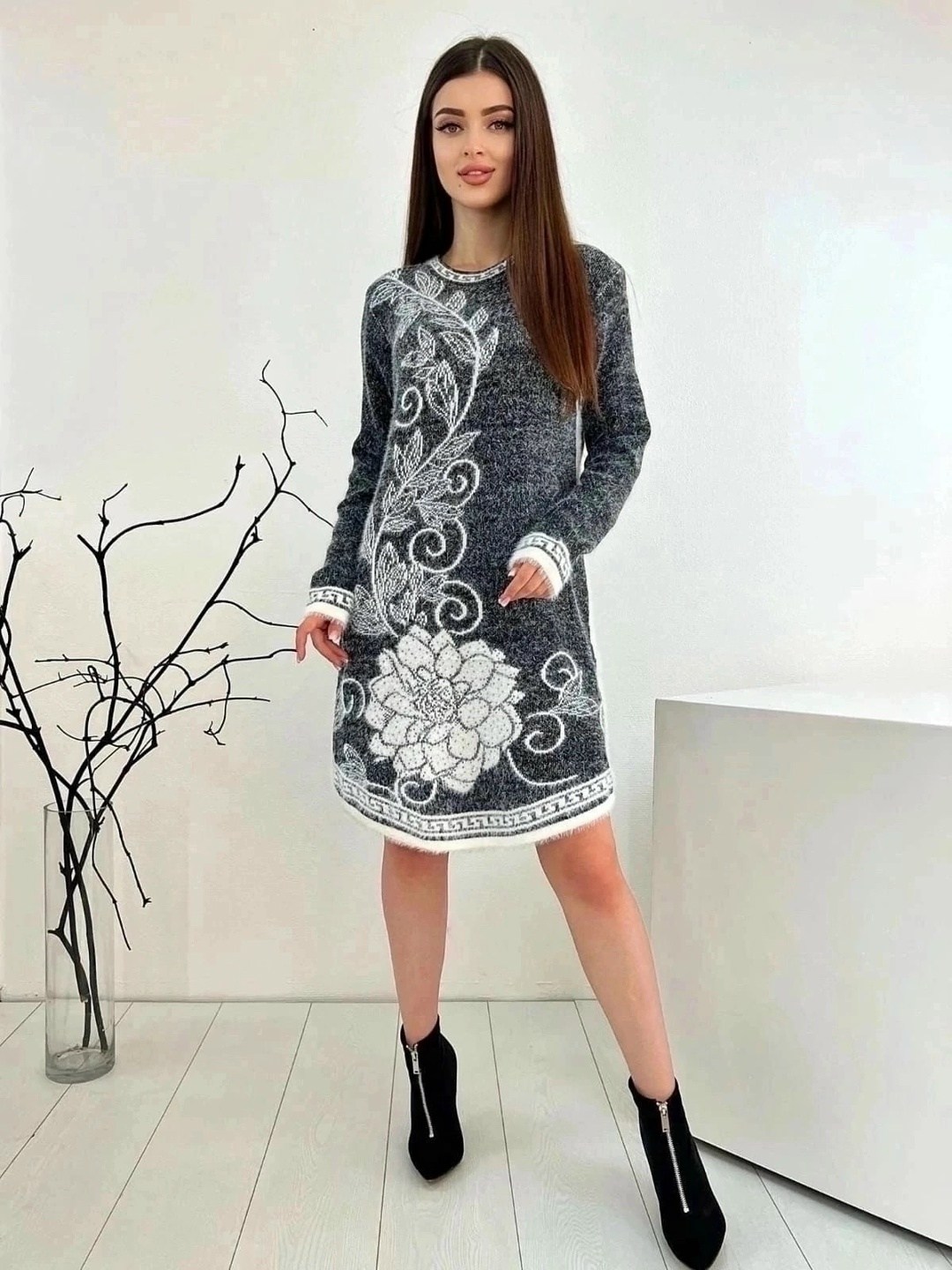 туника женская,теплое платье больших размеров,туника теплая,платье теплое ангора,платье женская теплое