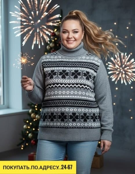 джемпер вязаный с новогодним принтом,свитера женские,джемпер женский новогодний,свитер,свитер джемпер