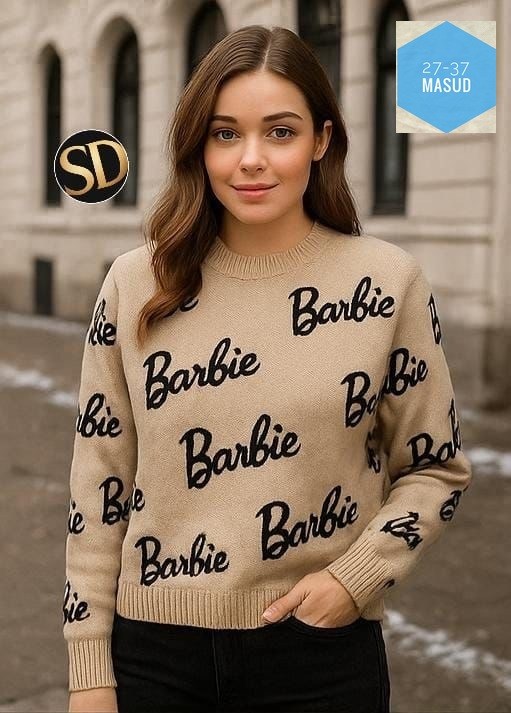 кофта модная,свитер барби,кофта barbie,свитшот женская,джемпер с принтом