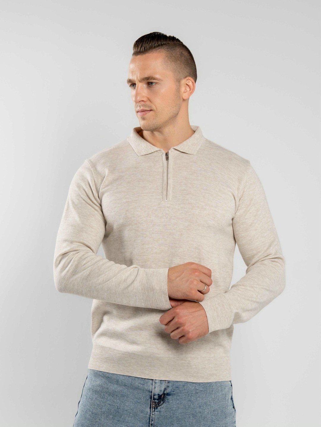 свитер с воротником,поло свитер,бежевый джемпер,свитер для мужчин,мужская кофта