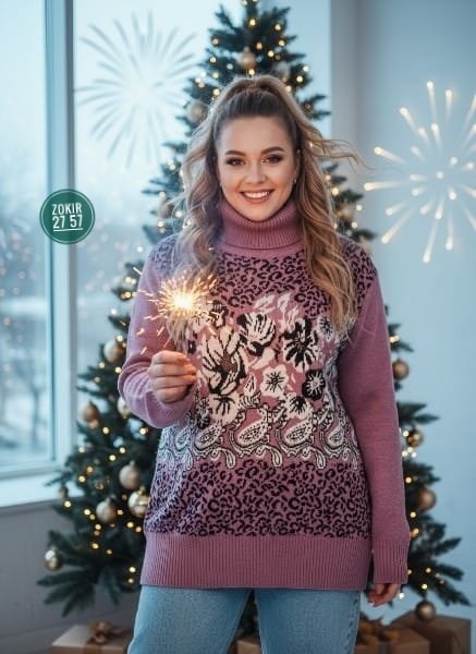 свитер с горлом новогодний с оленями вязаный,свитер с горлом новогодний с оленями,свитер plover wear на каждый день,новогодний джемпер,джемпер с новогодним принтом