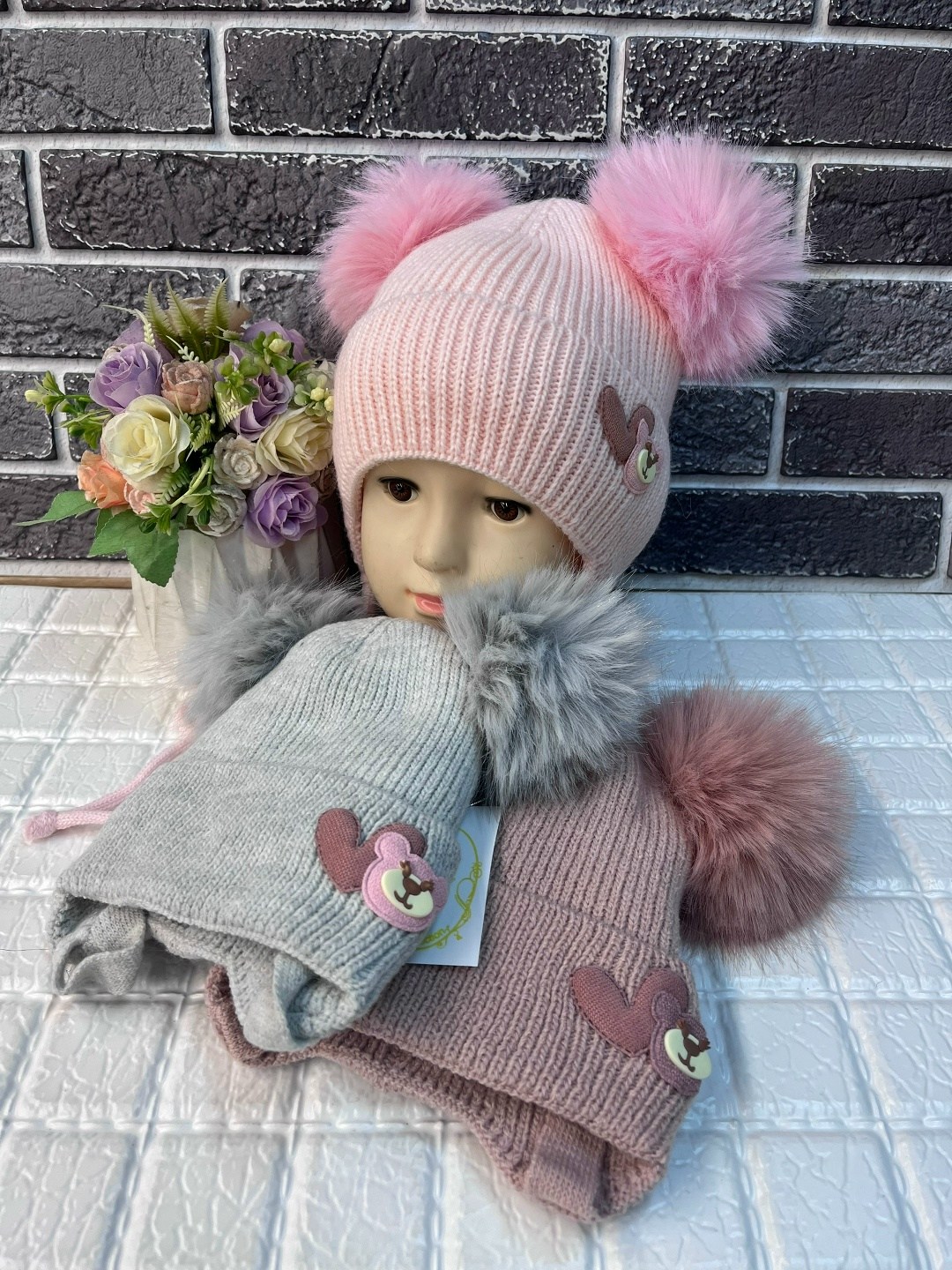 комплект детский шапка,комплект шапки,шапка и шарф для девочки,детская шапка,комплект шапка шарф