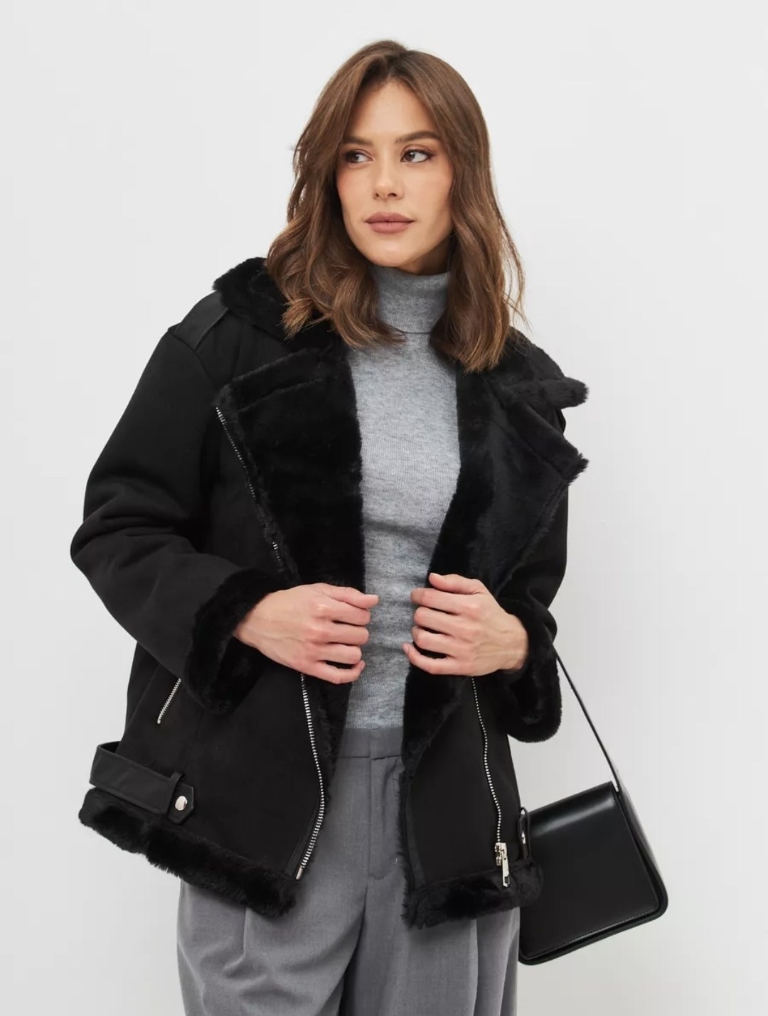 дублёнка авиатор женская страдивариус,женская дубленка,дубленка косуха,куртка дубленка,укороченная дубленка