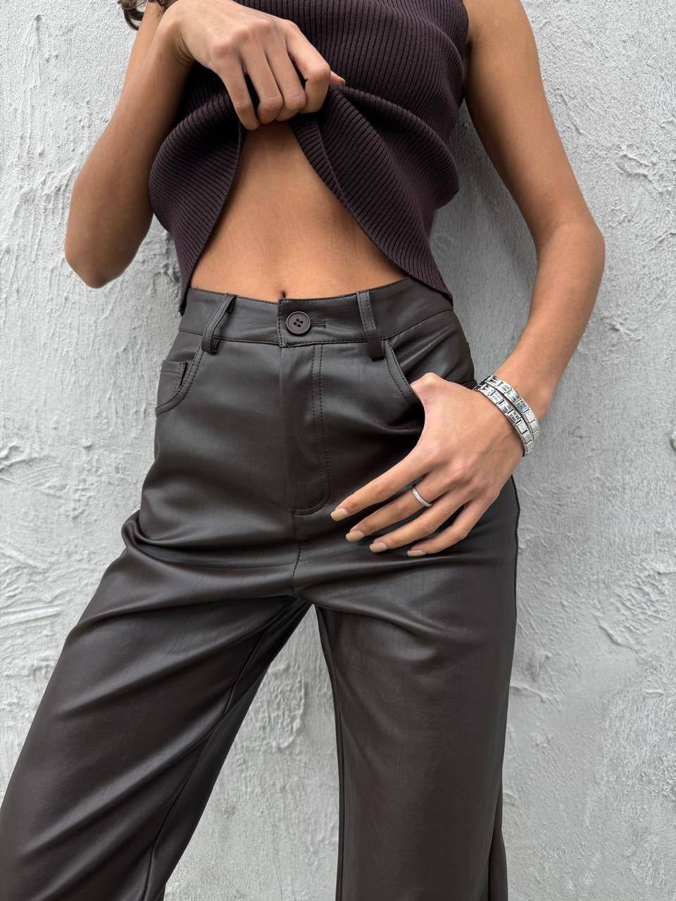женские кожаные брюки,кожаные штаны,кожаные брюки,женские брюки из экокожи,модные брюки