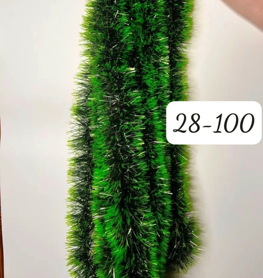 мишура зеленая,новогодняя мишура пушистая,гирлянда мишура 2 м роса,мишура на елку,мишура новогодняя