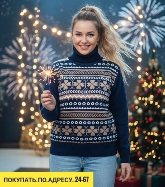 джемпер вязаный с новогодним принтом,свитера женские,джемпер женский новогодний,свитер,свитер джемпер
