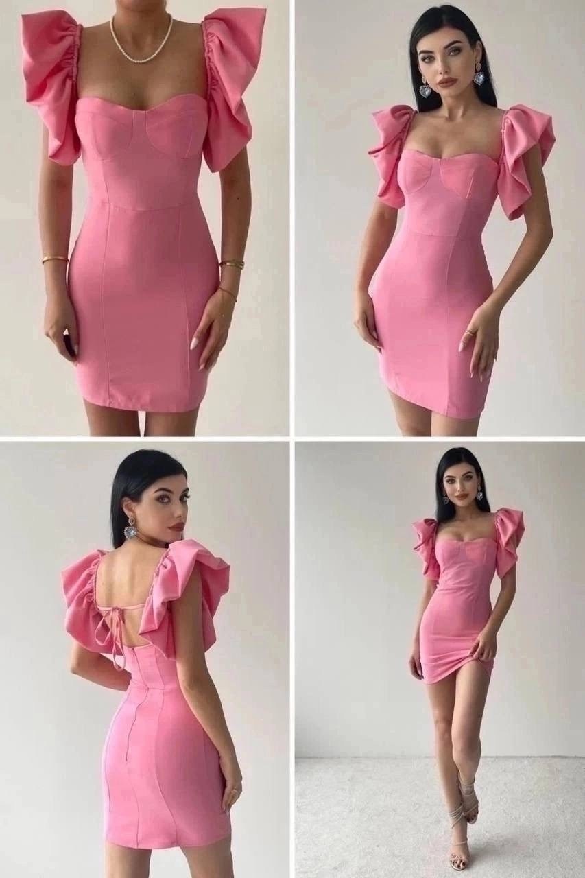 розовое короткое платье,розовое платье,модное платье,короткое платье,платье с открытыми плечам