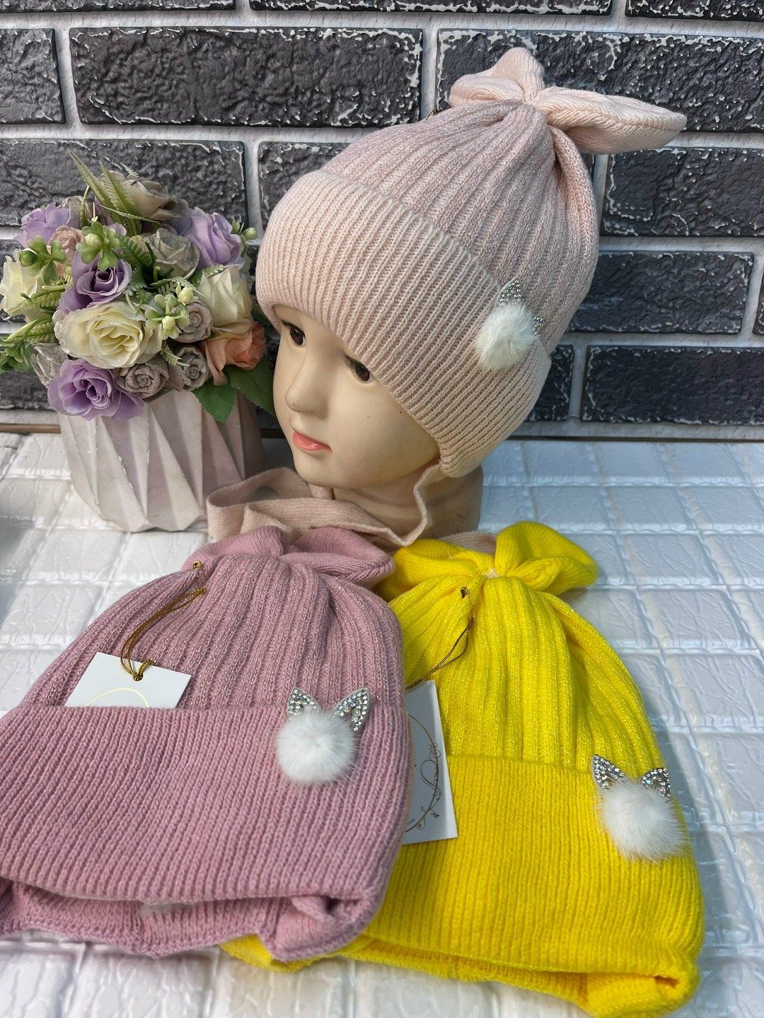 комплект детский шапка,комплект шапки,шапка и шарф для девочки,детская шапка,комплект шапка шарф