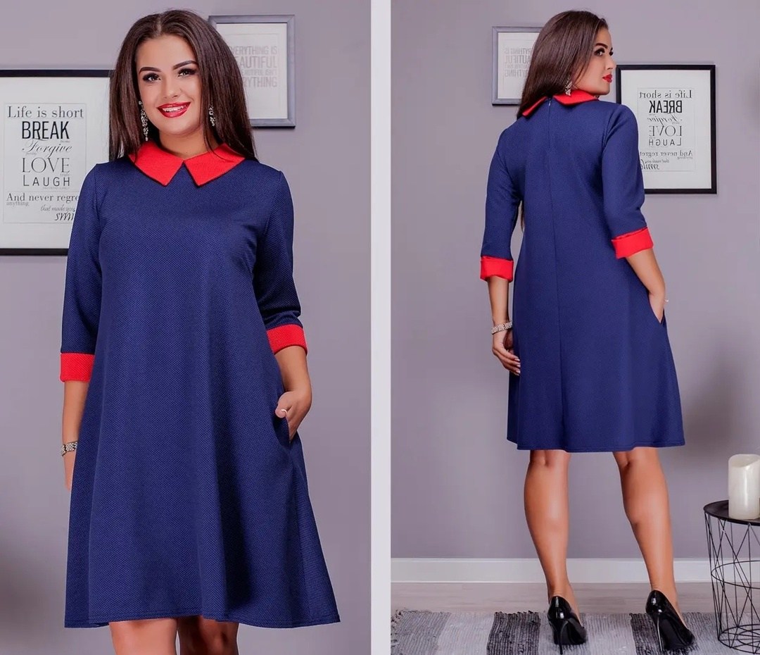 платье женская,платье для полных,модное платье,платье женское с воротником,стильное платье