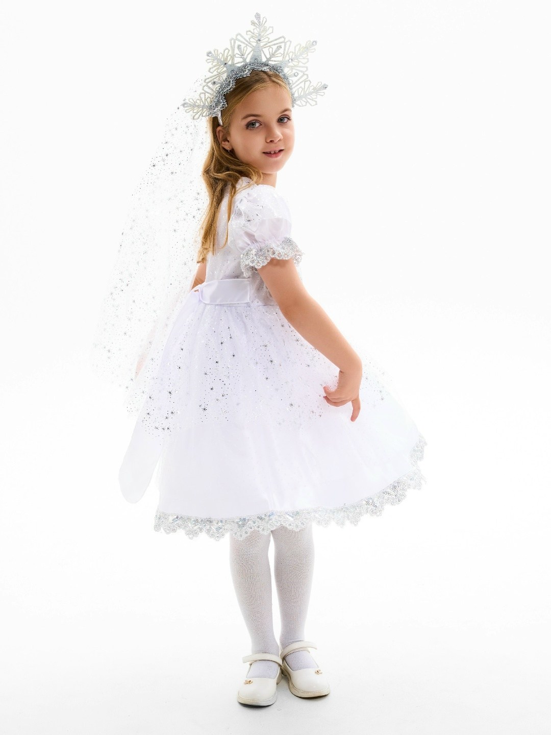 карнавальный костюм батик снежинка,карнавальный костюм снежинка,костюм снежинка для девочки,костюм снежинка,костюм карнавальный пуговка снежинка