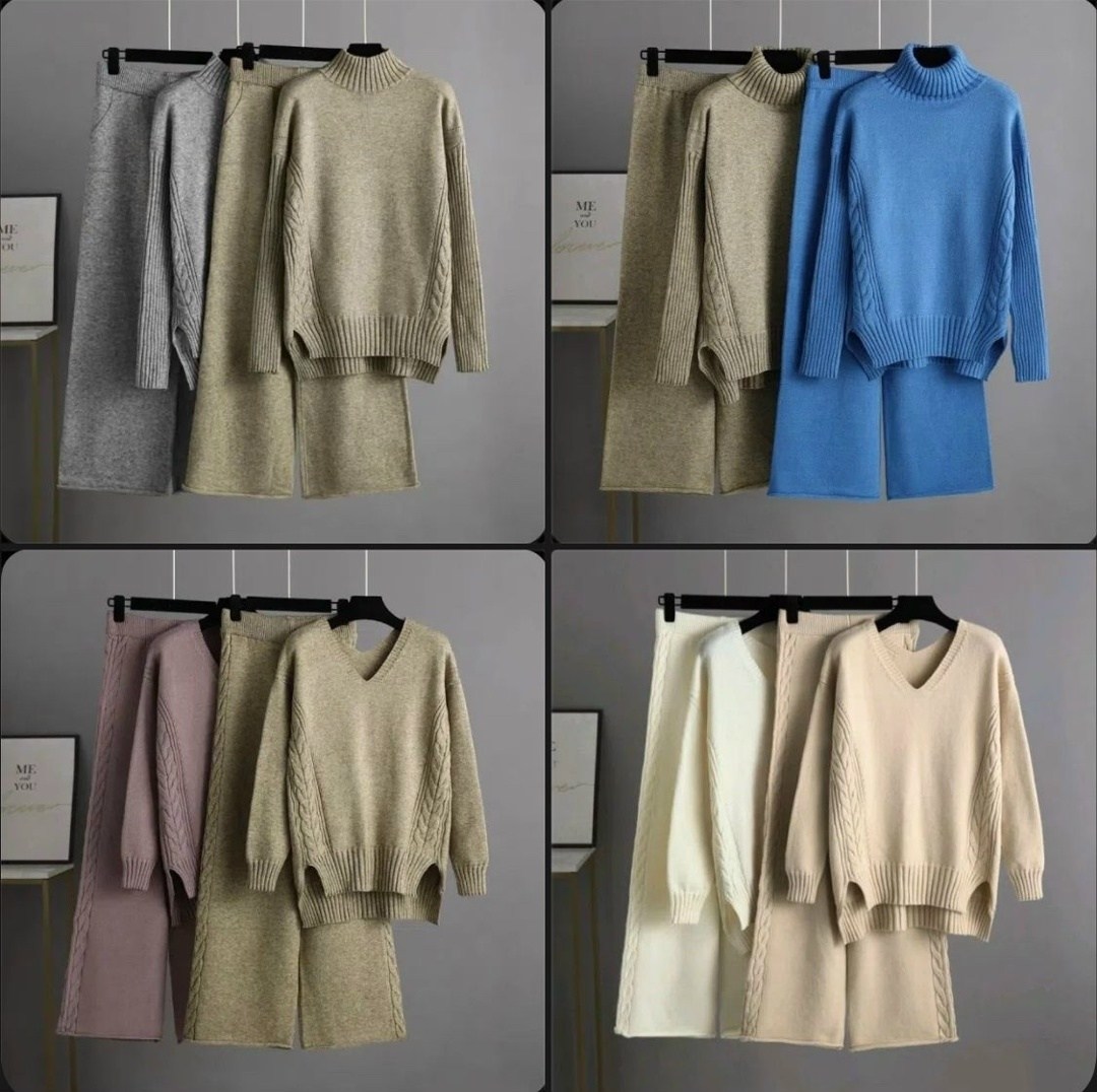 женский трикотажный костюм из двух предметов,трикотажный костюм повседневный,трикотажные костюмы,модные свитера,комплект свитер