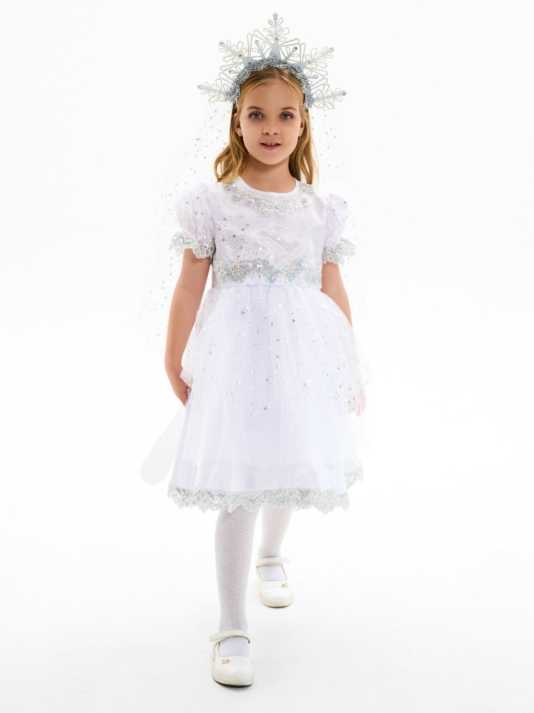 карнавальный костюм батик снежинка,карнавальный костюм снежинка,костюм снежинка для девочки,костюм снежинка,костюм карнавальный пуговка снежинка