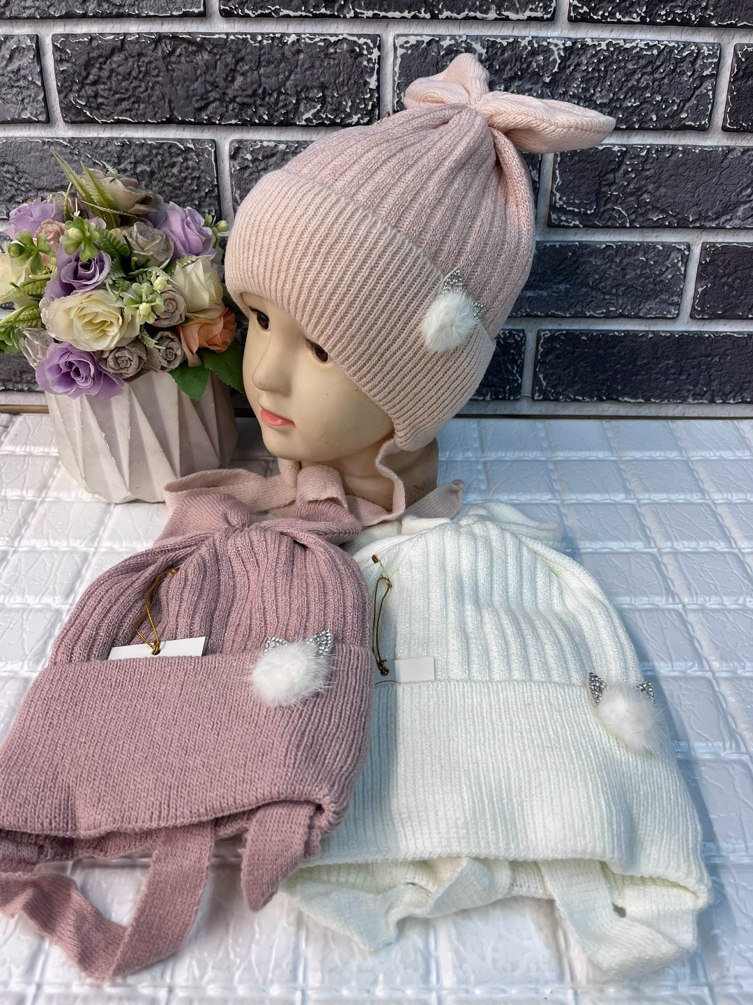 комплект детский шапка,комплект шапки,шапка и шарф для девочки,детская шапка,комплект шапка шарф