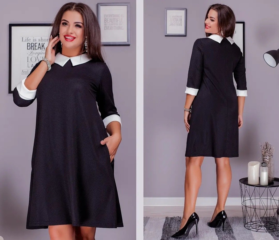 платье женская,платье для полных,модное платье,платье женское с воротником,стильное платье