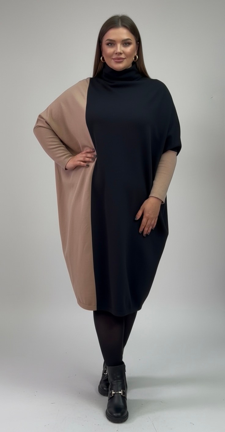 платье комбинированное,платье,платье женская,трикотажное платье,свободное платье