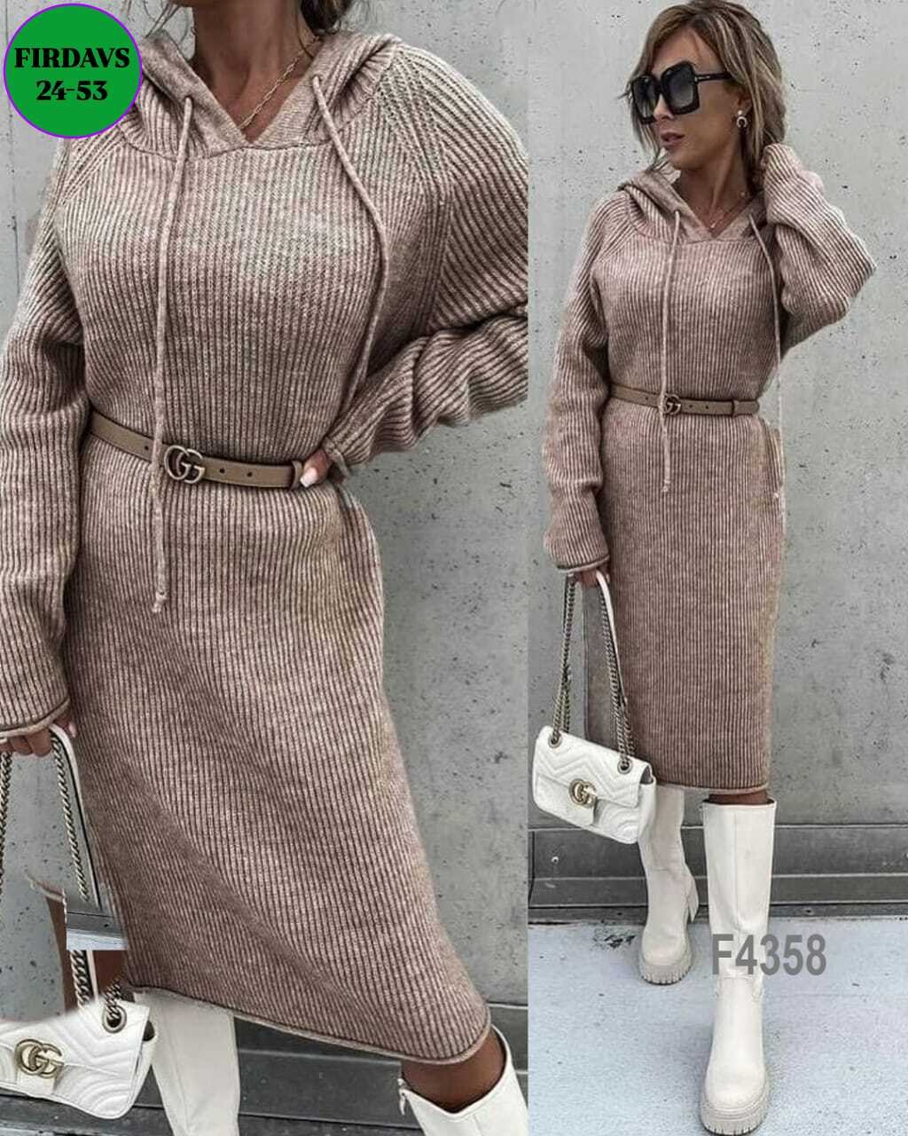 платье вязаное,платья с капюшоном,платье женская,платье теплое,трикотажное платье