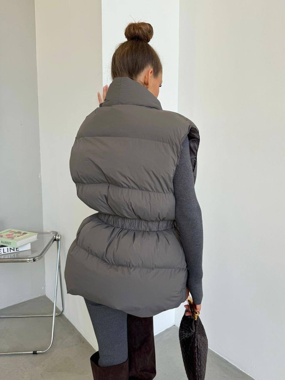 жилетка женская,теплый жилет,жилет с поясом,жилет,демисезонный жилет