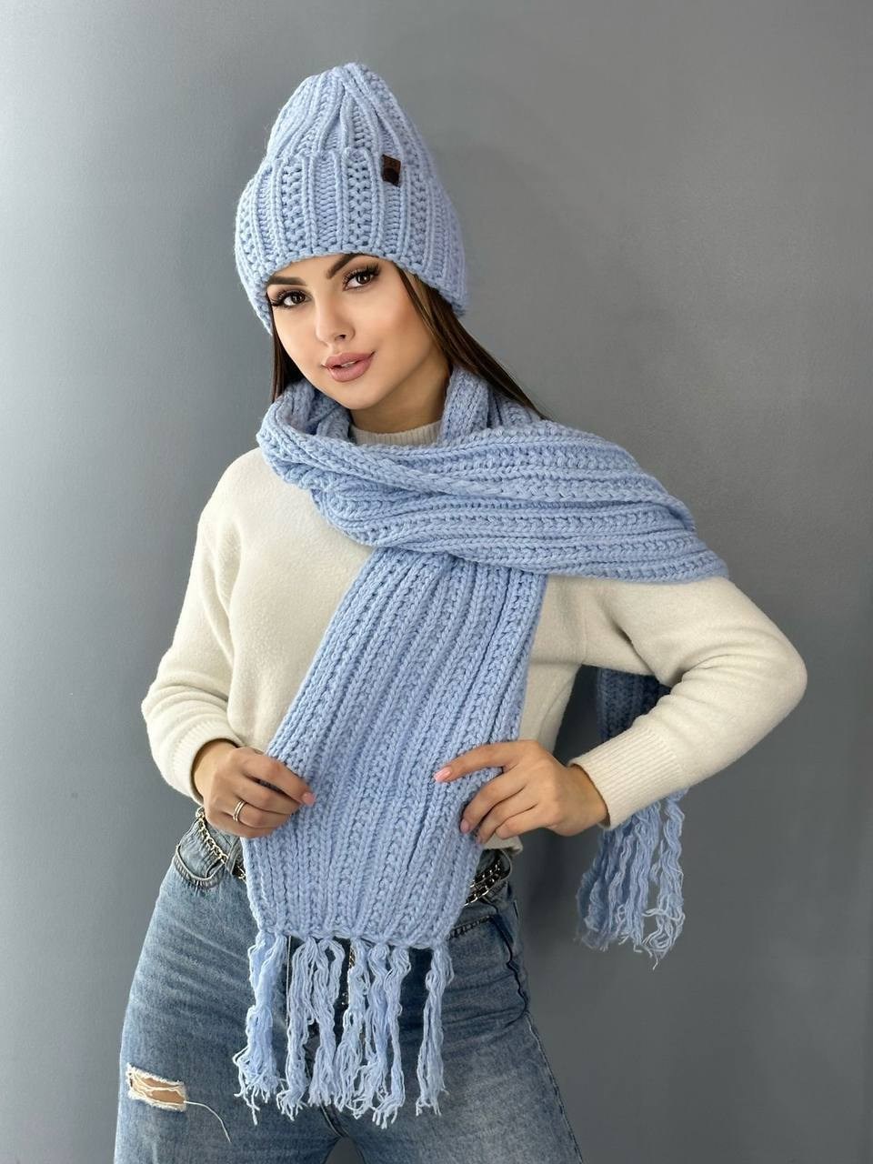 комплект шапка вязаная зимняя с шарфом,комплект женский шапка и шарф,комплект шапка шарф,комплект шапка вязаная,женский комплект шапка