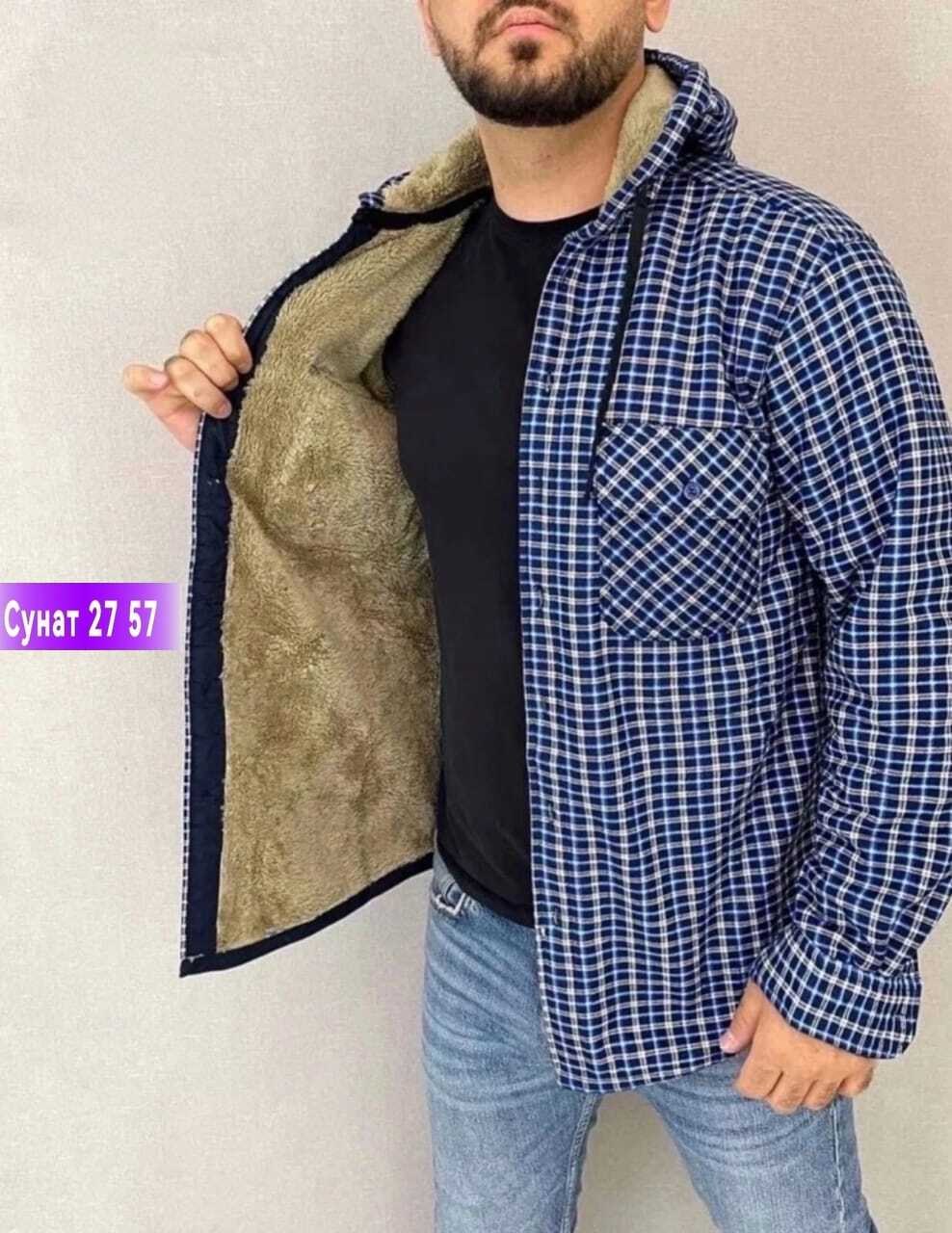 рубашка с капюшоном,рубашка теплая на флисе,мужская клетчатая рубашка,рубашка теплая толстовка,рубашка с мехом